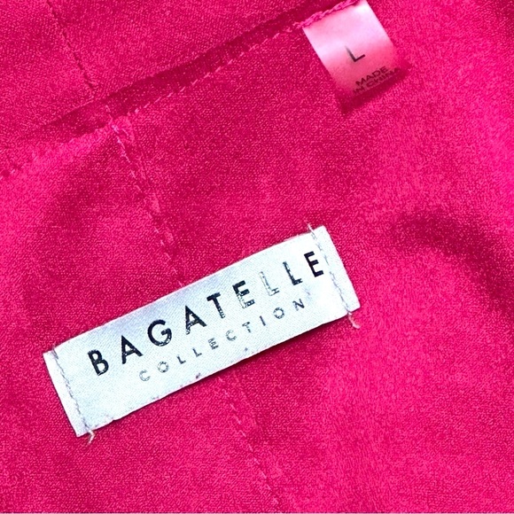 🧥‎ BAGATELLE Faux Suede Draped Moto Blazer | Style #66678 | Fuchsia Pink | Sz L - Picture 5 of 5